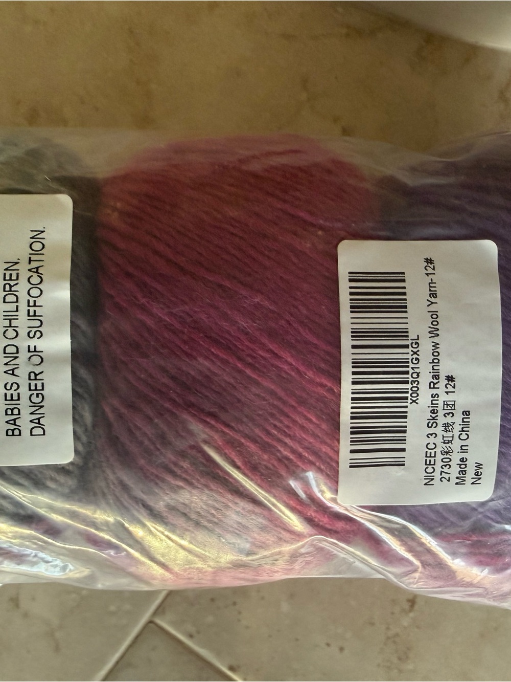 NICEEC Multicolor Gradient Rainbow Wool Yarn Bundle - Purple, Pink, Gray - Picture 6 of 10